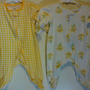 Carter's Yellow Spring Zip Up Onesie - 0-3 Months
